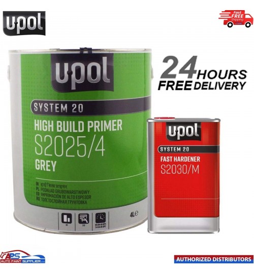 U-Pol 2K High Build Paint Primer GREY S2025 + S2030 Fast Hardener 5 L KIT